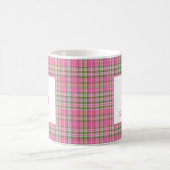 Classic Pink Tartan Plaid Monogram Name コーヒーマグカップ (中央)