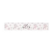 Classic Pink Victorian Floral Monogram Wedding 招待状ベリーバンド (フラット)