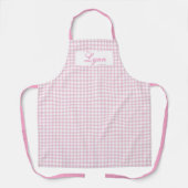 Classic Pink & White Gingham | Personalized Name エプロン (正面)