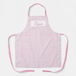 Classic Pink & White Gingham | Personalized Name エプロン