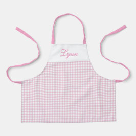 Classic Pink & White Gingham | Personalized Name エプロン