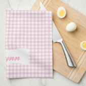 Classic Pink & White Gingham | Personalized Name キッチンタオル (四つ折り)