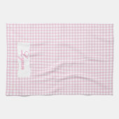 Classic Pink & White Gingham | Personalized Name キッチンタオル (横)