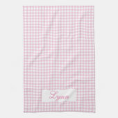 Classic Pink & White Gingham | Personalized Name キッチンタオル (縦)
