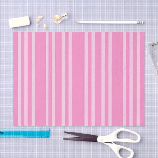 Classic Pink White Stripe Pattern 薄葉紙 (クラフト)