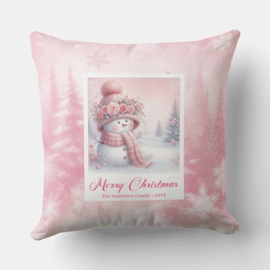 Classic Pinkmas Cozy Winter Forest Kids Gift  クッション (裏面)