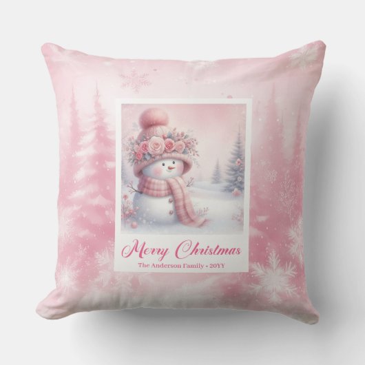Classic Pinkmas Cozy Winter Forest Kids Gift クッション (正面)