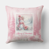 Classic Pinkmas Cozy Winter Forest Kids Gift Xmas クッション (裏面)