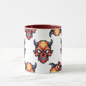Classic Pixelated Devil Skull Pattern Mug マグカップ (中央)