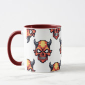 Classic Pixelated Devil Skull Pattern Mug マグカップ (左)