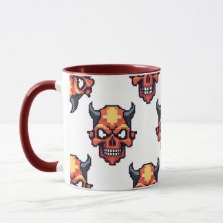 Classic Pixelated Devil Skull Pattern Mug マグカップ