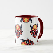 Classic Pixelated Devil Skull Pattern Mug マグカップ (正面右)