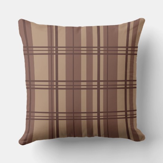 Classic Plaid Brown Shades Throw Pillow クッション (裏面)