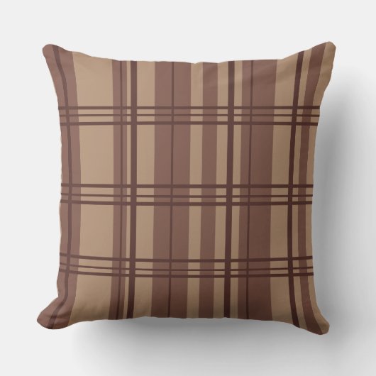 Classic Plaid Brown Shades Throw Pillow クッション (正面)