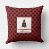 Classic Plaid Christmas Trees Custom Name Pillow クッション (裏面)