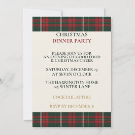 Classic Plaid Elegant Christmas Dinner Party Invit 招待状