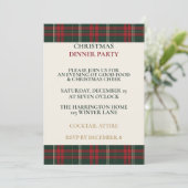 Classic Plaid Elegant Christmas Dinner Party Invit 招待状 (スタンド正面)