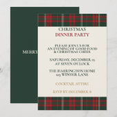 Classic Plaid Elegant Christmas Dinner Party Invit 招待状 (正面/裏面)