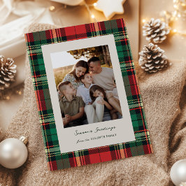Classic Plaid Holiday Card with Back Photo Grid シーズンカード