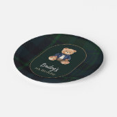 Classic Plaid Little Bear Birthday ペーパープレート (アングル)