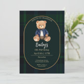 Classic Plaid Little Bear Birthday Invitation 招待状 (スタンド正面)