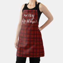 Classic Plaid Merry Christmas Festive -  エプロン