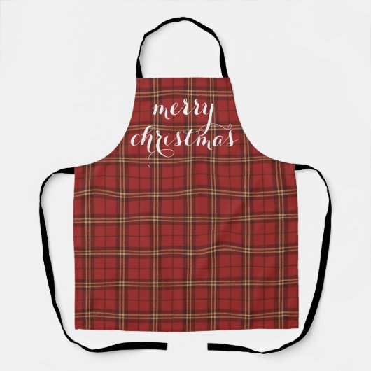 Classic Plaid Merry Christmas Festive -  エプロン (正面)