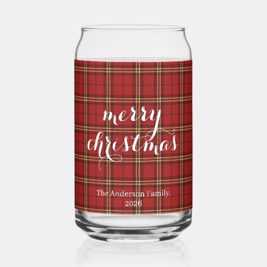 Classic Plaid Merry Christmas Festive - ガラス缶 (正面)