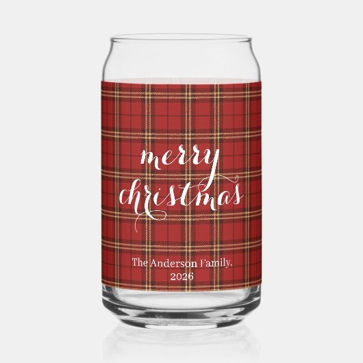 Classic Plaid Merry Christmas Festive -  ガラス缶 (裏面)