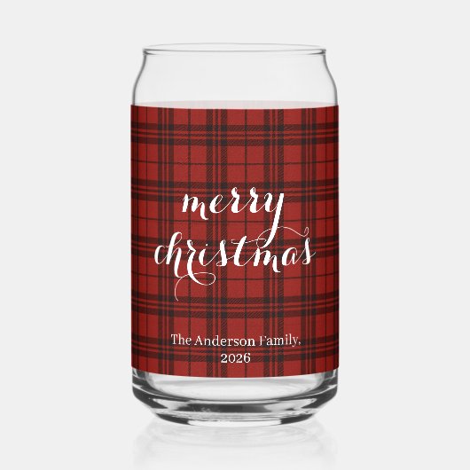 Classic Plaid Merry Christmas Festive -  ガラス缶 (裏面)