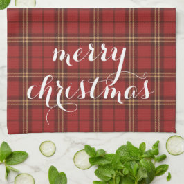Classic Plaid Merry Christmas Festive - キッチンタオル