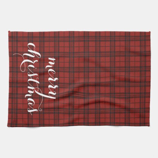 Classic Plaid Merry Christmas Festive -  キッチンタオル (横)