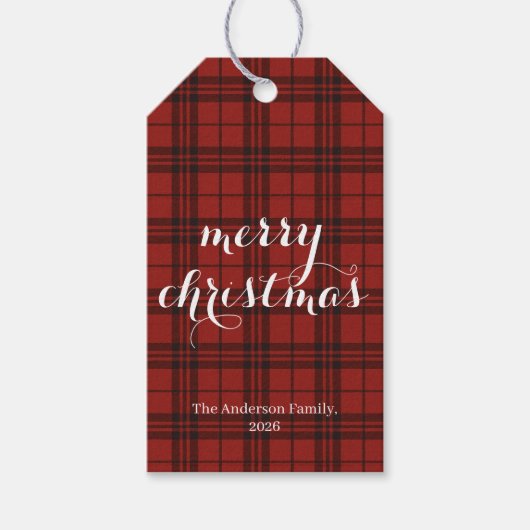 Classic Plaid Merry Christmas Festive -  ギフトタグ (正面)