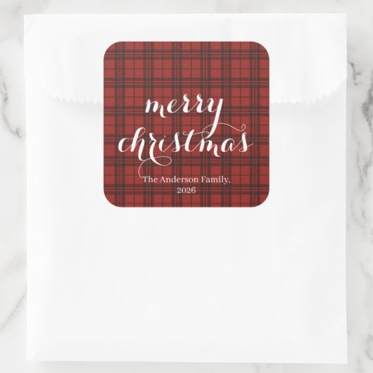Classic Plaid Merry Christmas Festive -  スクエアシール (バッグ)