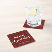 Classic Plaid Merry Christmas Festive - スクエアペーパーコースター (インサイチュ)