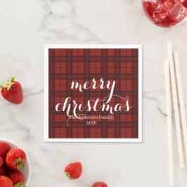 Classic Plaid Merry Christmas Festive -  スタンダードカクテルナプキン