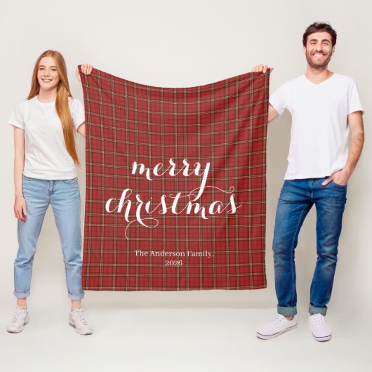 Classic Plaid Merry Christmas Festive -  フリースブランケット (インサイチュ)