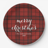 Classic Plaid Merry Christmas Festive -  ペーパープレート (正面)