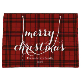 Classic Plaid Merry Christmas Festive -  ラージペーパーバッグ