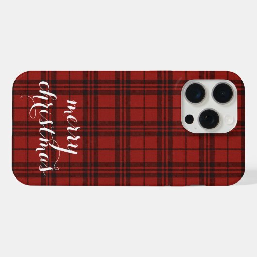 Classic Plaid Merry Christmas Festive - iPhoneケース (裏面横)