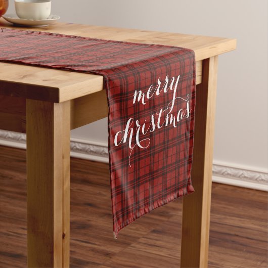 Classic Plaid Merry Christmas Festive Table Runner ロングテーブルランナー (インサイチュ)