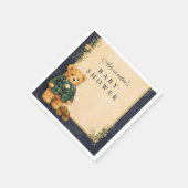 Classic Plaid Nursery Teddy Baby Shower スタンダードカクテルナプキン (角)