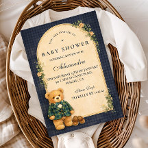 Classic Plaid Nursery Teddy Baby Shower