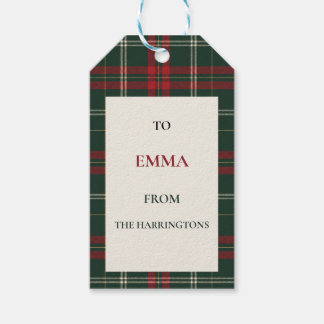 Classic Plaid Personalized Christmas Gift Tags ギフトタグ