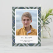 Classic Plaid Photo Graduation Announcement Card 案内状 (スタンド正面)