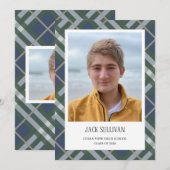 Classic Plaid Photo Graduation Announcement Card 案内状 (正面/裏面)