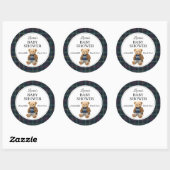 Classic Plaid Teddy Bear Baby Shower Stickers  ラウンドシール (シート)