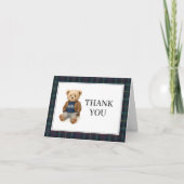 Classic Plaid Teddy Bear Baby Shower Thank You  招待状 (正面)