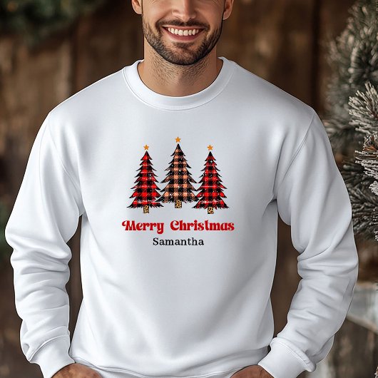 Classic Plaid Tree Christmas Pullover Holiday Outf パーカ