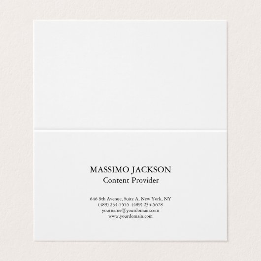 Classic Plain White Simple Professional Minimalist 名刺 (外部フラット)